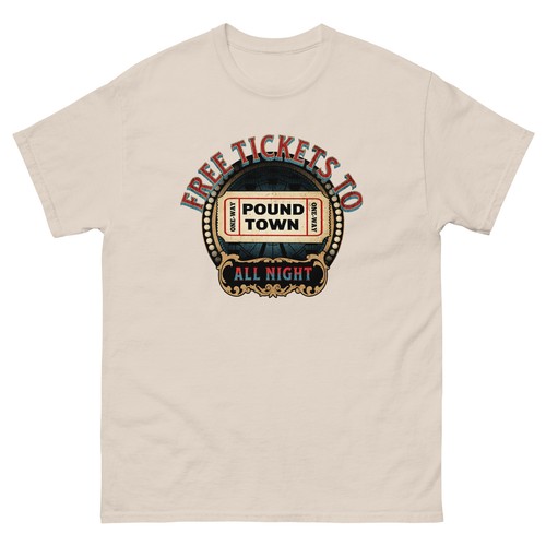 FUNNY FREE TICKETS TO POUNDTOWN VINTAGE CARNIVAL COLLEGE Men's classic tee - Picture 4 of 6
