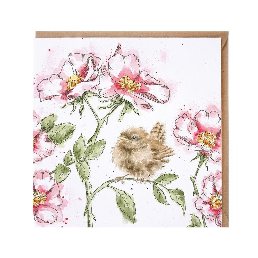 Wrendale Rose Garden Greeting Card - Beautiful Wren Artwork by Hannah Dale