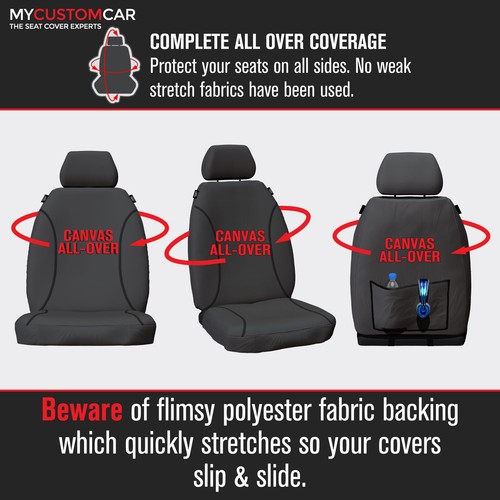 For Toyota HiAce Bus Crew Van 2005-2019 TRADIES Waterproof Canvas Seat Covers - Picture 7 of 14