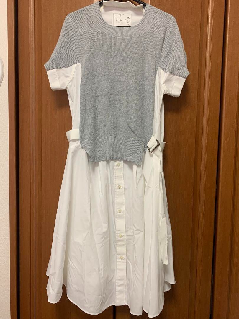 Sacai Cotton Short Sleeve Knit Skirt Docking Dress SCW-019 Sacai Cotton Short Sleeve Knit Skirt Docking Dress SCW-019