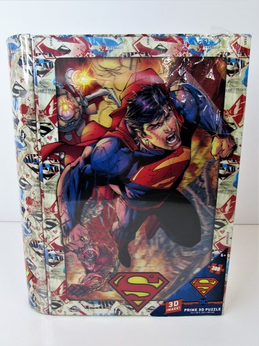 D.C. Comics Superman PRIME3D 12"x18" 300pc Puzzle in 3D Book Shaped Tin New - Picture 3 of 13