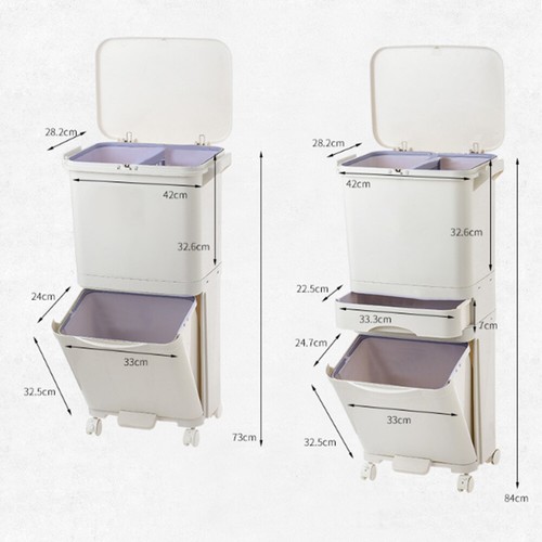 Press Top Bin Double Recycling Bin 3 Compartment Kitchen Rubbish Wast Trash Can eBay