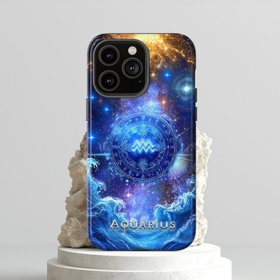Personalized Aquarius Zodiac Tough Phone Case. Astrology Horoscope Lover Gift
