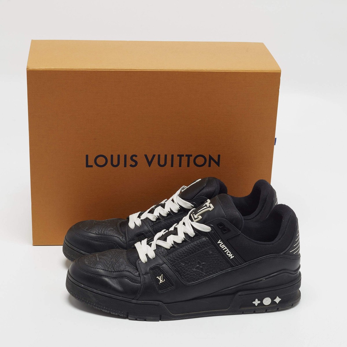 Louis Vuitton LV Trainer Size 45 Black Leather Lace Up Sneakers | eBay
