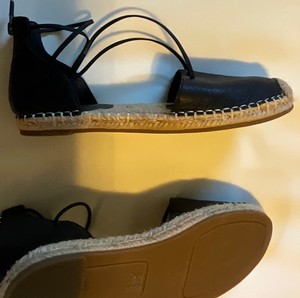 Eileen Fisher Flat Elastic Zip Back Espadrilles Black Nubuck Women Size 6 NEW