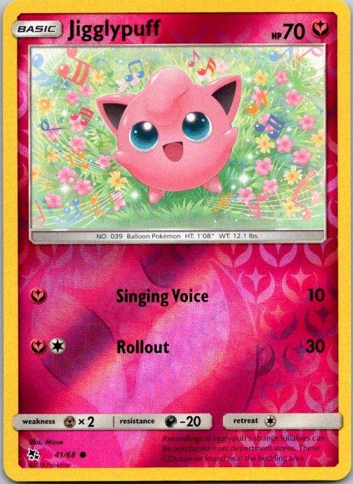 Jigglypuff 41/68 Reverse Holo Common Hidden Fates NM