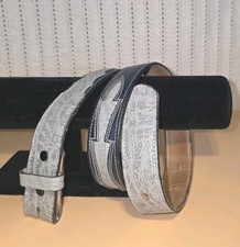 Women's Vintage Tony Lama Blue Antelope Grey Exotic Leather Cowboy Belt Size 28