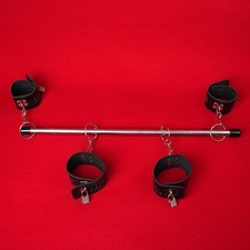 PU Leather SM Bondage Open Leg Bar Handcuffs Ankle Cuffs Shackles Slave Roleplay