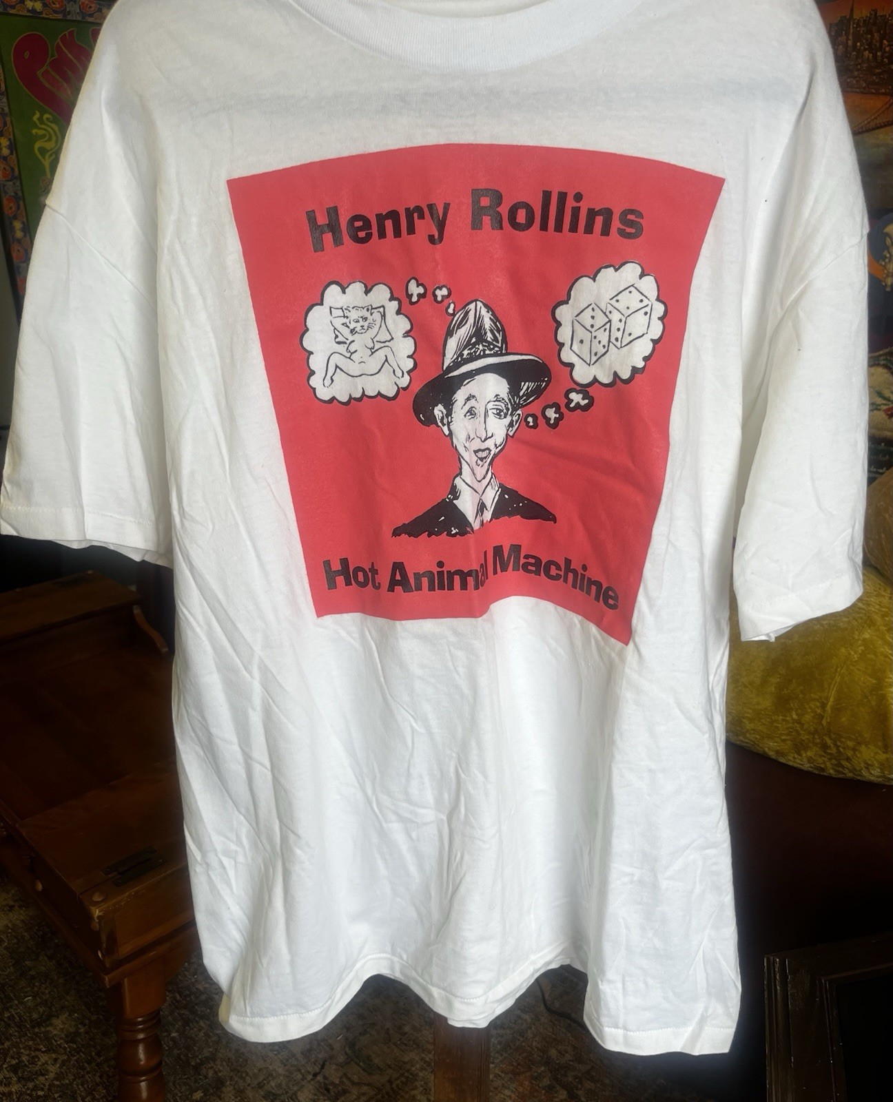 VINTAGE HENRY ROLLINS TSHIRT HOT ANIMAL MACHINE 1989 ROLLINS BAND TEE BLACK FLAG