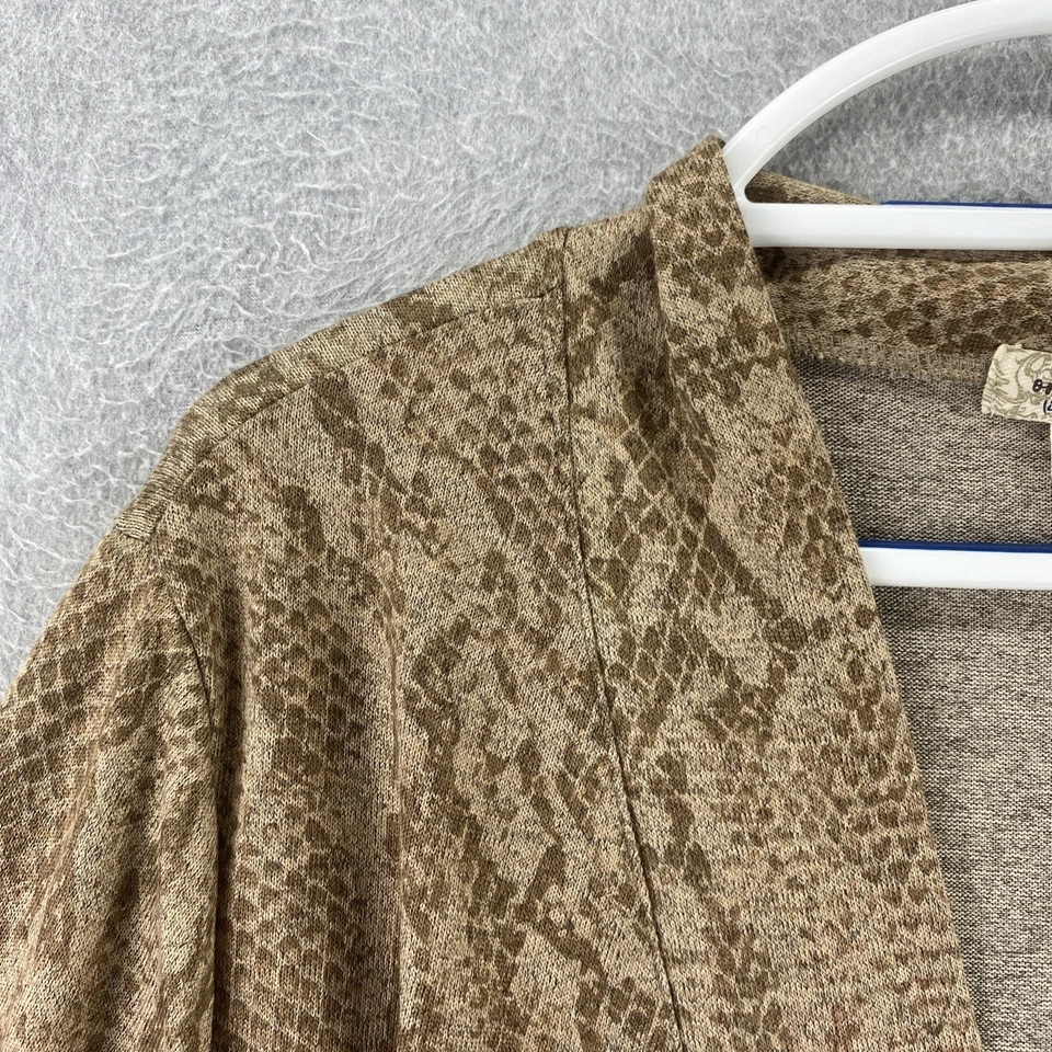 One World 3X Brown Pink Paisley Ombre Open Front Cardigan Top Boho Stretch - Image 4 of 4