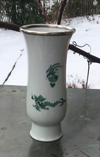 Seltene Vase grüner Hofdrache Silberrand Silbermontur  Meissen Porzellan 1. Wahl
