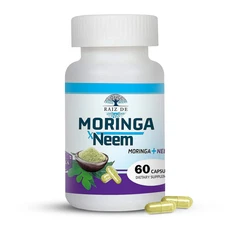 Organic Neem & Moringa Leaf Powder Capsules 60 Organic Moringa Capsules