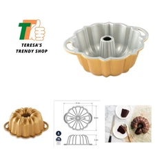 6 Cup Gold Anniversary Bundt Pan - Elegant Nonstick Aluminum Bakeware