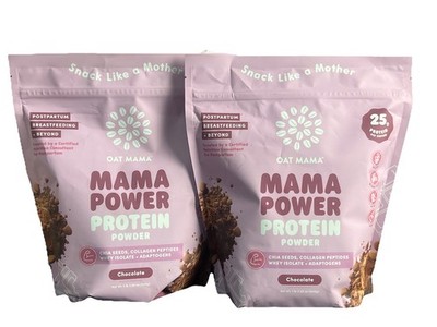 Lot of 2 Oatmama Mama Power Protein Chocolate Powder 1lb 3.6oz EXP 03/2028