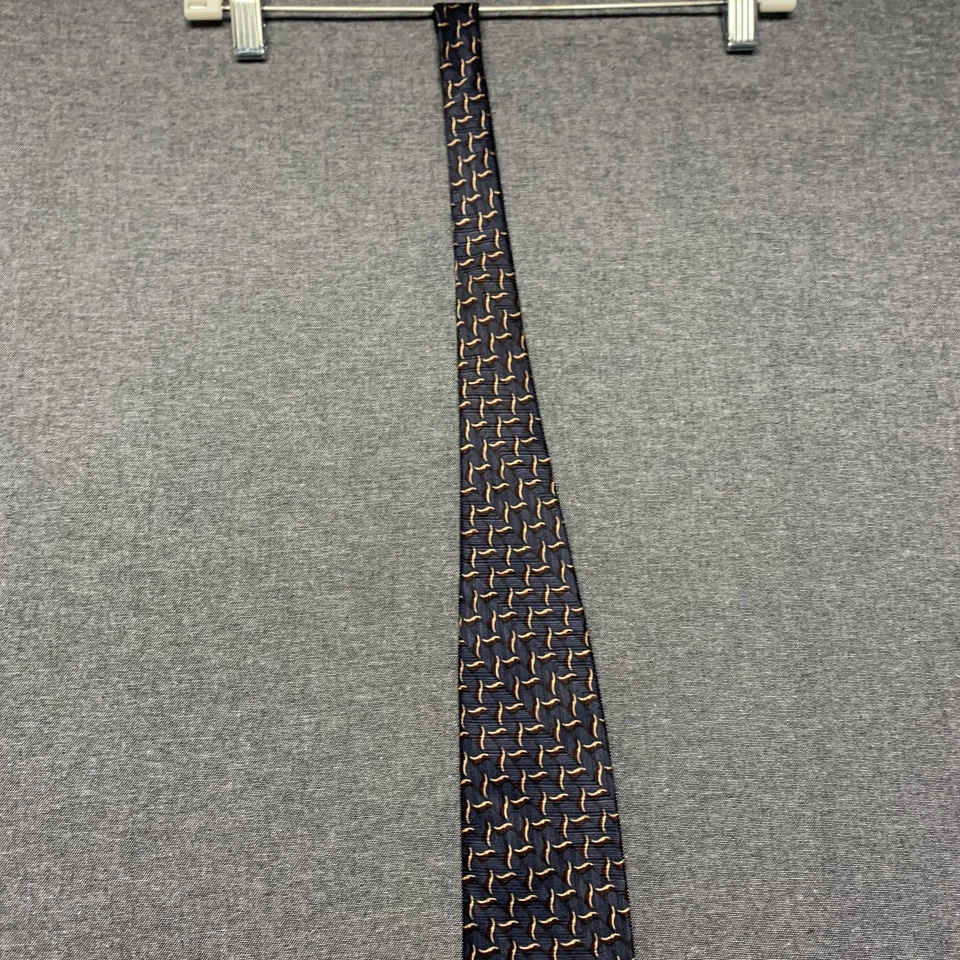 Corbata NEO Bill Blass para hombre azul patrón geométrico seda clásica de negocios Foto 3 de 4