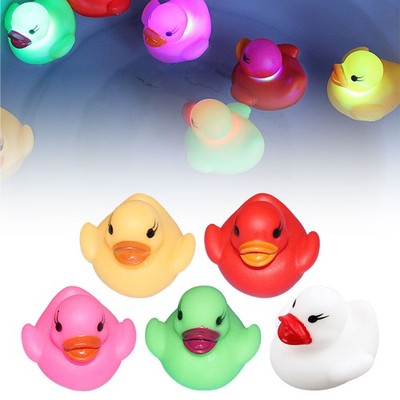 LED Flashing Rubber Floating Duck With Bath Shower Toy For Kids Cute OY