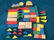 Lot Of 57 Colorful Wooden Blocks Building Toys. Craft Blocks. Craft Wood