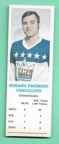 (1) ROSAIRE PAIEMENT DADS COOKIES  1970-71 CANUCKS ROOKIE  NM CARD  (L9352)
