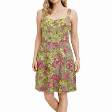 Banana Republic Floral Fit Flare Dress Cotton Silk Blend Garden Fairy Feminine 4