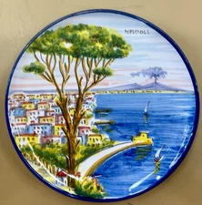 Vietri Pottery-8’’ Plate With Napoli Scenery.Made/painted by hand in Italy