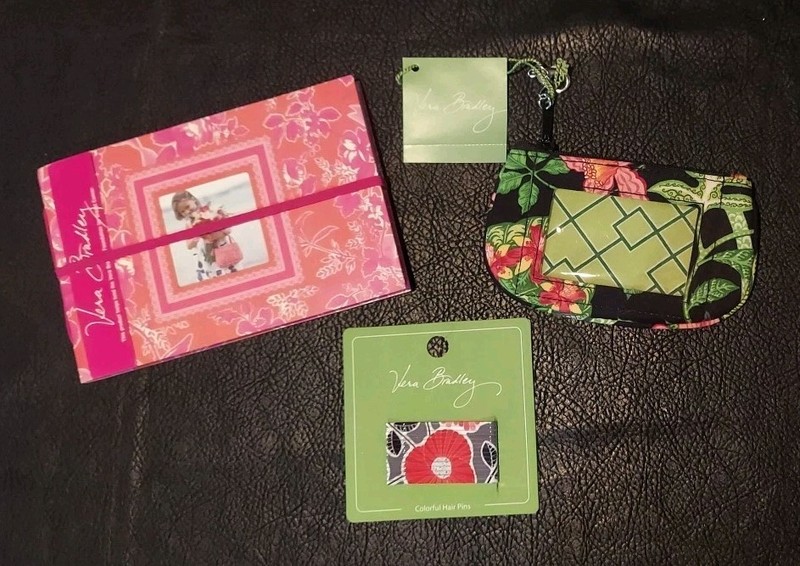Vera Bradley Retired Lot (3) Zip ID Case Botanica, Photo Album, Hair Pins NEW
