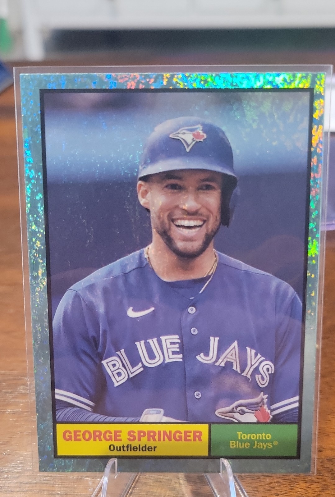 2024 Topps Archives - 1961 Topps George Springer #38 Aqua Sparkle Foilboard /75