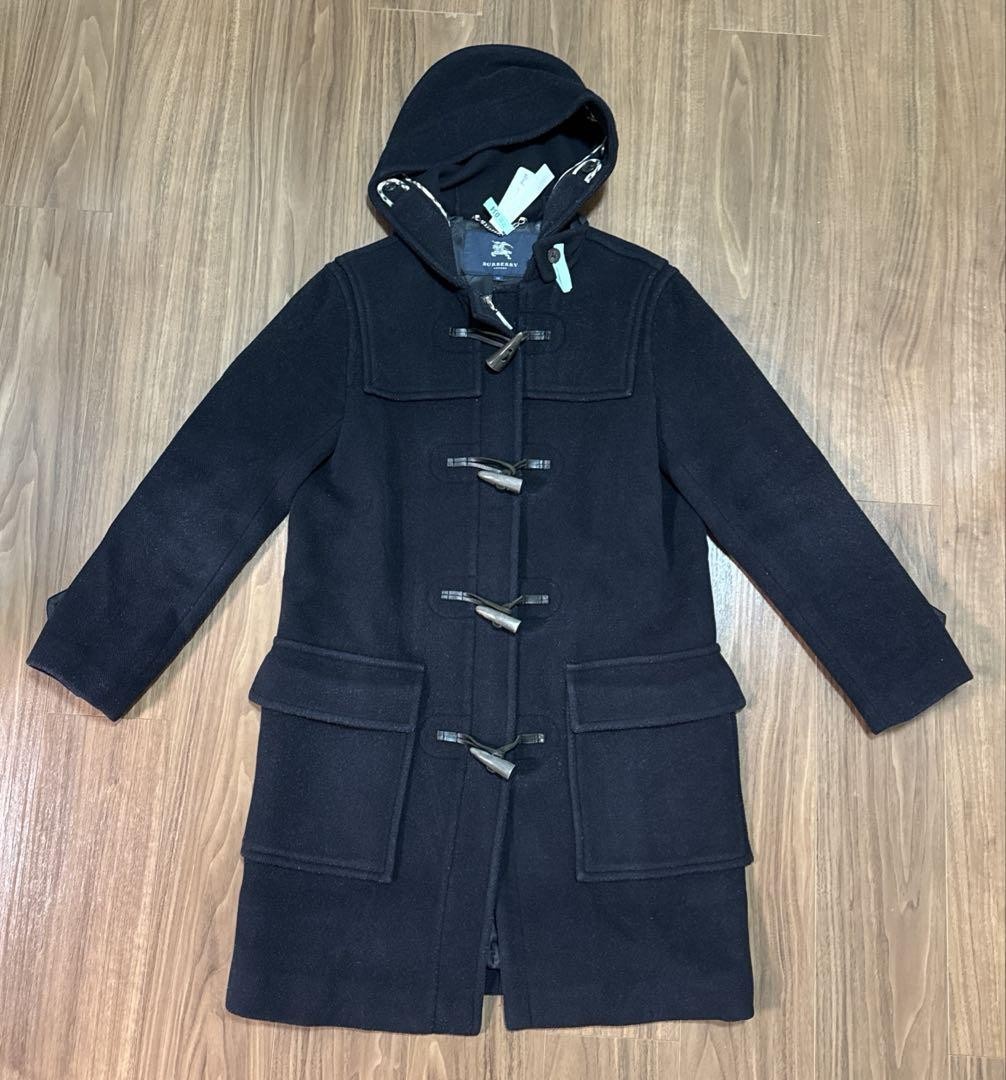 Burberry London Black Zip Hooded Duffle Coat Size 38 US Authentic-image