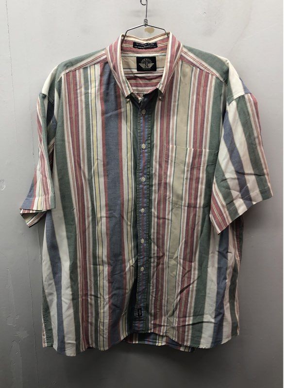Vintage 90s Dockers Men's Multicolor Striped Short Sleeve Cotton Shirt Sz L