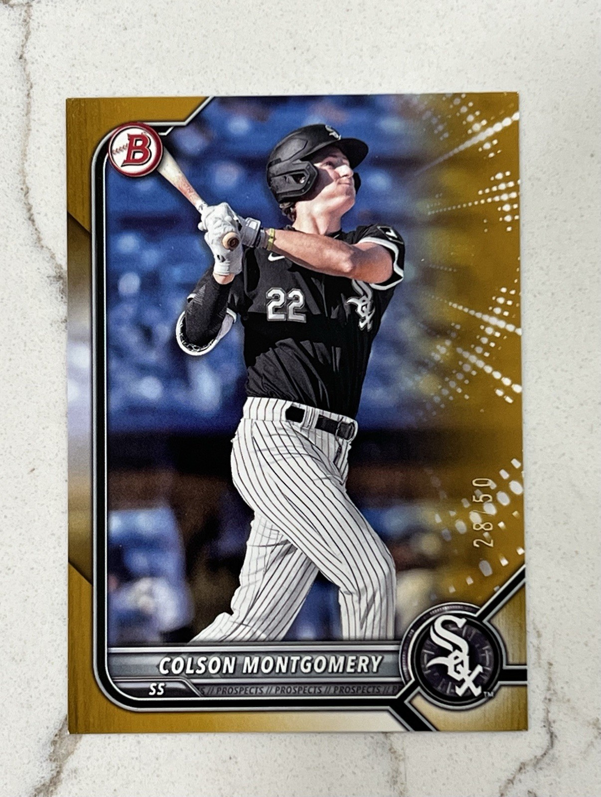 Colson Montgomery 2022 Bowman Draft Gold Foil 28/50 White Sox