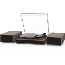 Vinyl Record Player with Dual Stereo Bookshelf Speakers Vintage Turntable wit...