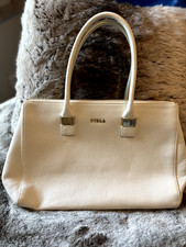 Furla Handbag Medium Cream Leather w/gold trim  dust cover