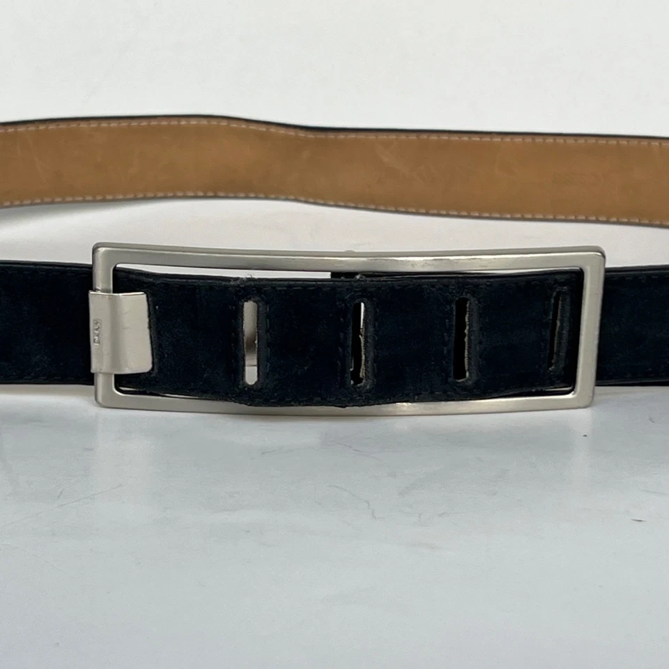 Cinturón DKNY Vintage Gamuza Cuero Negro Hebilla Grande Talla Mediana Foto 2 de 4