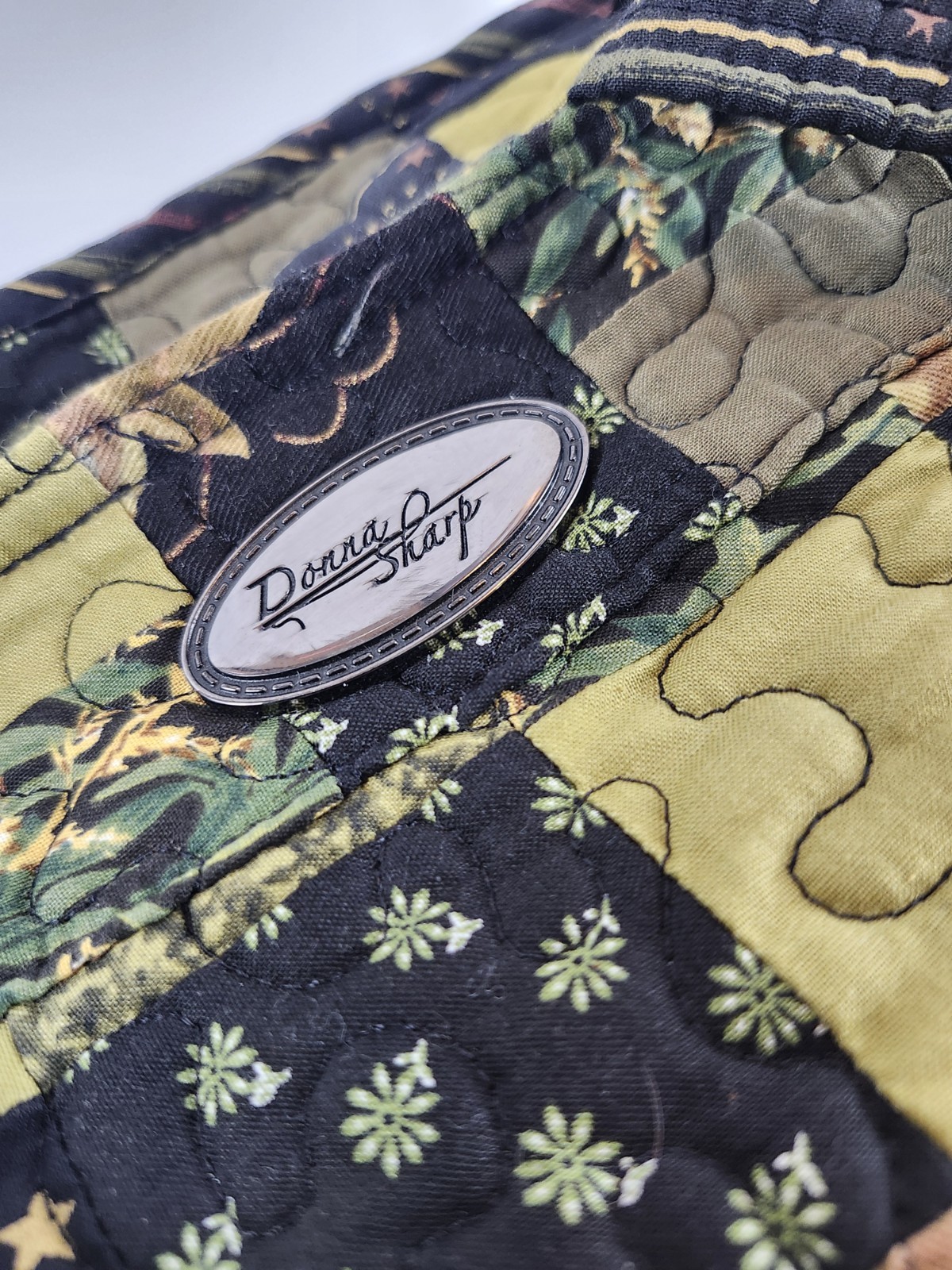 Donna Sharp Brown Green Patchwork Quilted Hand Ba… - image 6