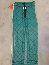 STARLET Green Sequin Mesh Long Straight/Pencil Skirt Lined Zip UK 8
