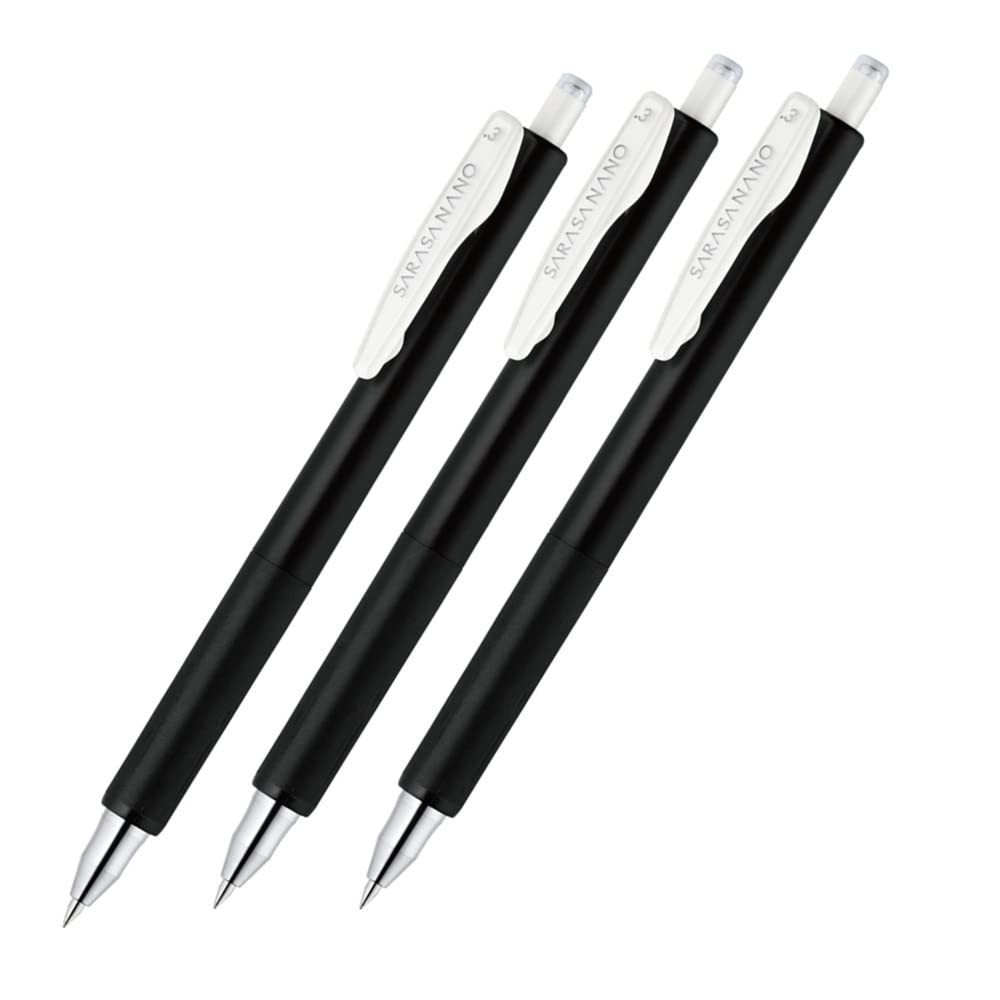Zebra JJH72-BK3-AZ Sarasa Nano Gel 3 Count (Pack of 1), Set 3 black