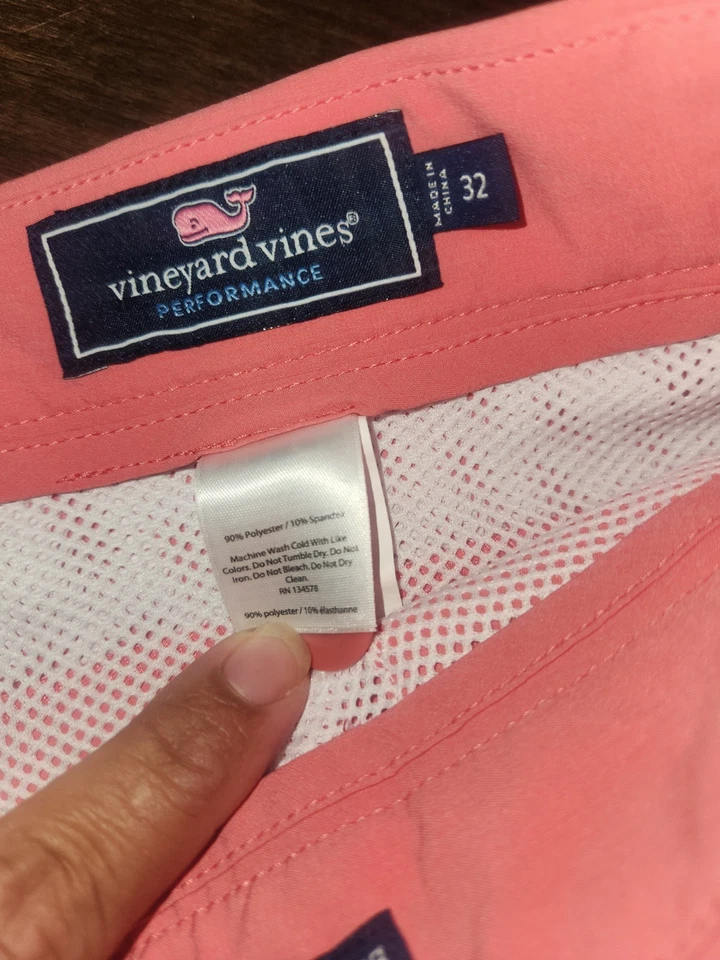 Pantalones Cortos Vineyard Vines Para Hombre 32 Rosa Golf OTG Rendimiento Informal Algodón Nylon Foto 2 de 4