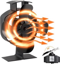 4 Blade Heat Powered Stove Fan for Wood Burner Fireplace 46&deg; Oscillation