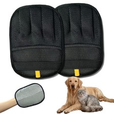 WQLTED 2-Pack Reusable Electrostatic Pet Hair Remover Gloves for Black