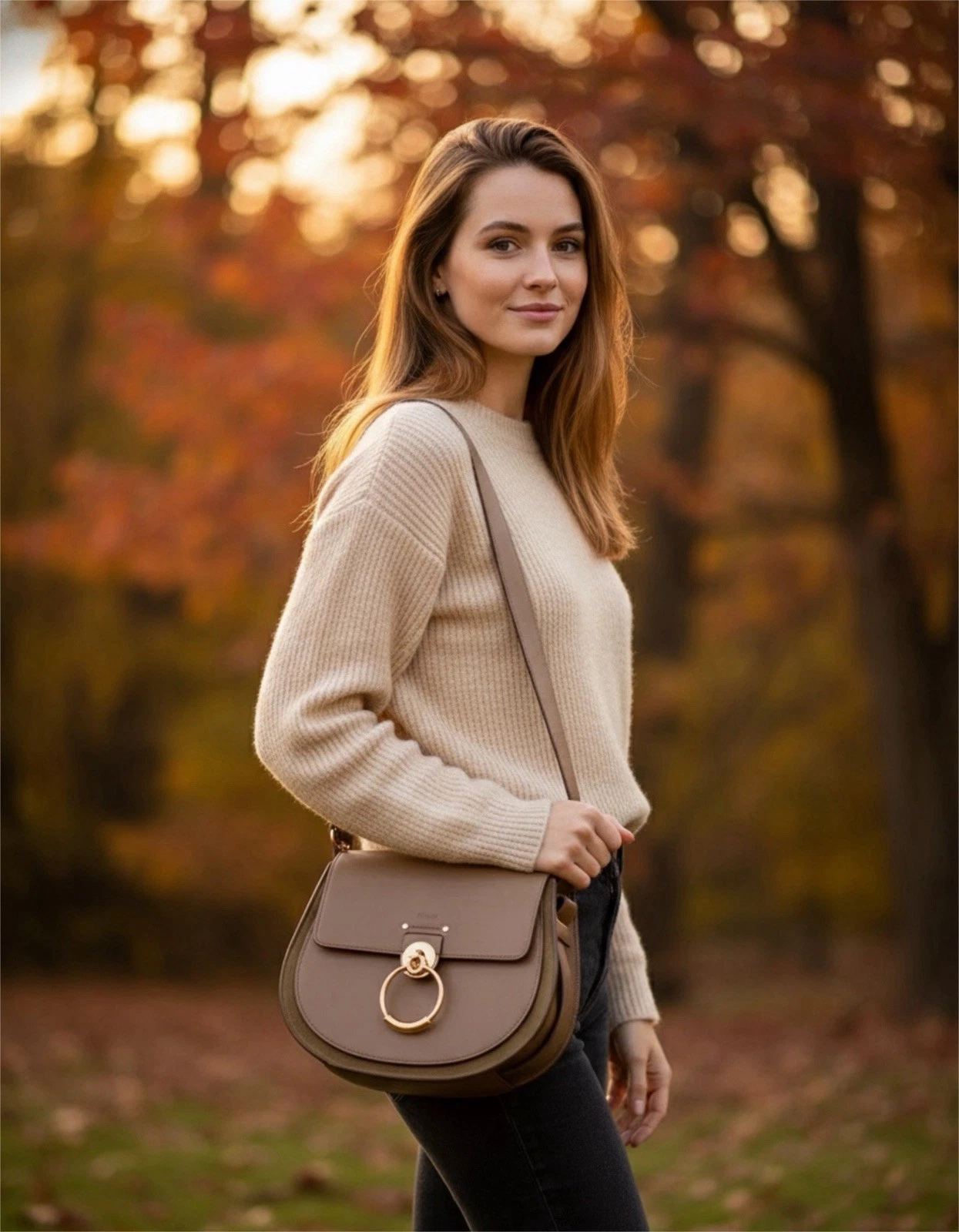 Chloe — #224  Chloe Medium Tess Calfskin Leather Shoulder Bag RETAIL $1990