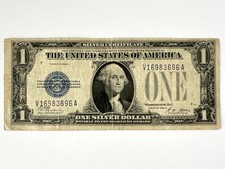 1928 $1 Silver Certificate Banknote V16983696A Circulated Funny Back