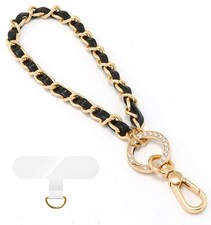 Phone Wrist Strap for Women  Moms, Metal Chain  Leather Phone Lanyard with ...