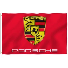 PORSCHE RED  3' X 5' POLY FLAG