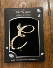 Harvey Lewis Christmas Tree Ornament, Monogram with Swarovski crystals letter E