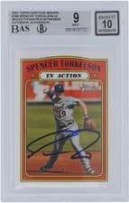 Spencer Torkelson Detroit Tigers Signed 2021 Topps Heritage #189 BAS 9/10 Card