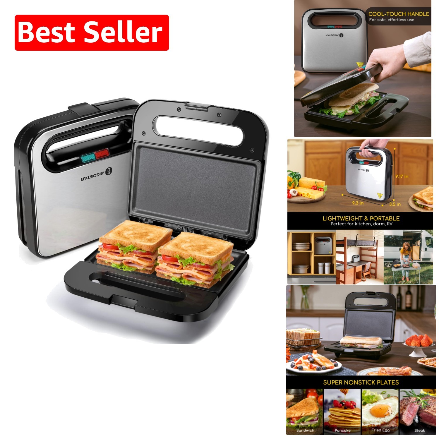 Versatile Non-Stick Sandwich Maker - Effortless Grilling & B