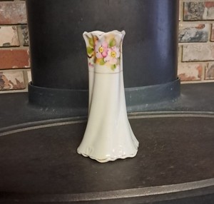 Antique Vintage Nippon Hat Pin Holder Hand Painted Floral Azalea Gold Trim Japan