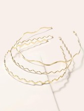 Gold Metal Headbands for Women, Elastic Hair Bands Stylish Thin Gold Metal He...