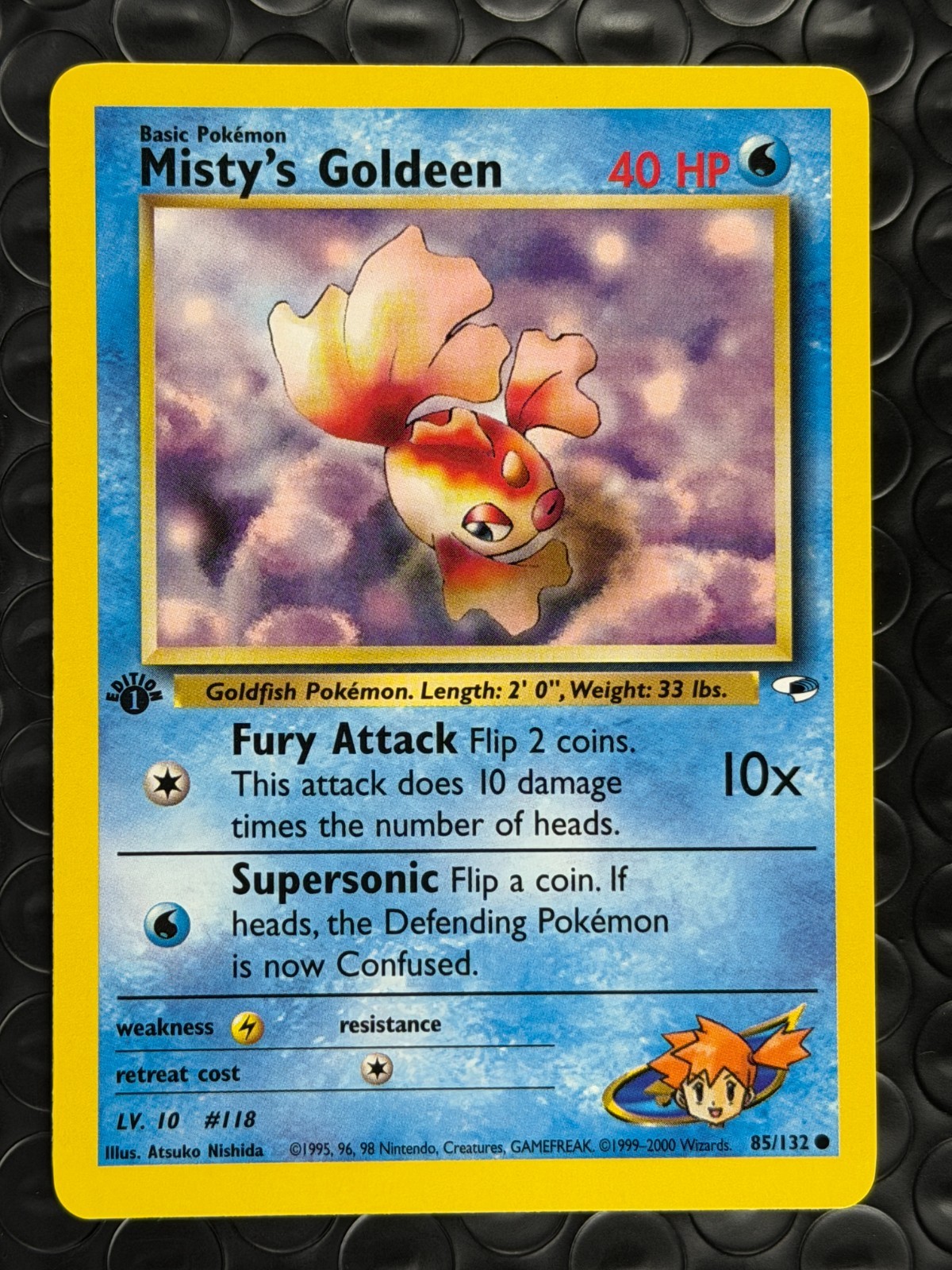 Misty's Goldeen 85/132 1st Edition Gym Heroes Series Common Pokemon Card 2000 NM