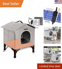 Heated Cat House for Outside, Extra Large Size Insulated Weatherproof Outdoor Ca