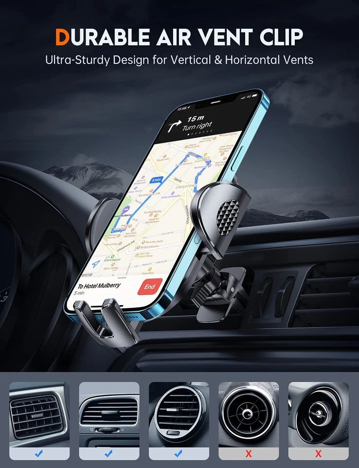 Soporte universal de montaje para teléfono de automóvil 360° para teléfono celular Samsung Galaxy iPhone Foto 2 de 4